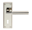 SESSANTA LEVER ON FACE-FIX BACKPLATE - LOCK 57MM - POLISHED NICKEL/SATIN NICKEL - PAIR
