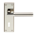 SESSANTA LEVER ON FACE-FIX BACKPLATE - LOCK 57MM - POLISHED NICKEL/SATIN NICKEL - PAIR