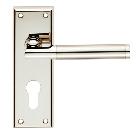 SESSANTA LEVER ON FACE-FIX BACKPLATE - EURO 47.5MM - POLISHED NICKEL/SATIN NICKEL - PAIR