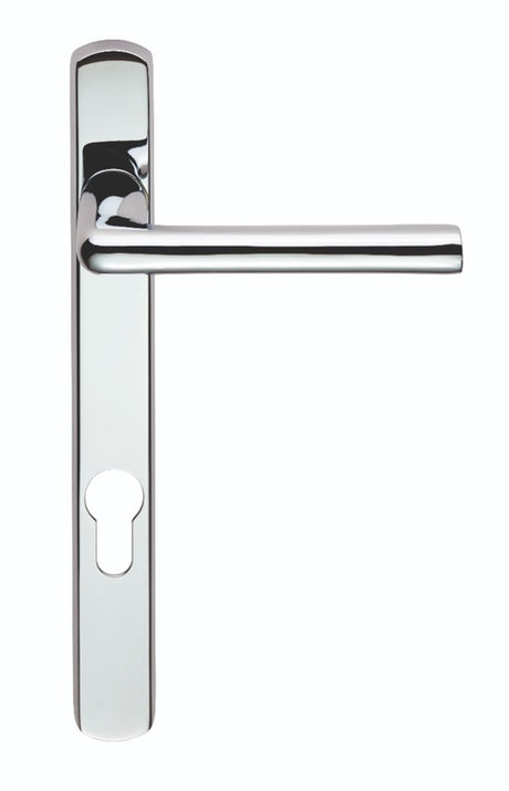 SEROZZETTA ROSA LEVER ON NARROW PLATE - LOCK EURO PROFILE 92MM C/C - POLISHED CHROME - 220MM x 26MM - PAIR