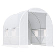 Outsunny 2.5 x 2 x 2 m Polytunnel Greenhouse, Walk-in Green House for Garden with Mesh Windows, Galvanised Steel Frame, White