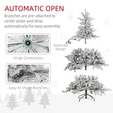 HOMCOM 5ft Bushy Snow-Flocked Artificial Christmas Tree, with LED Lights