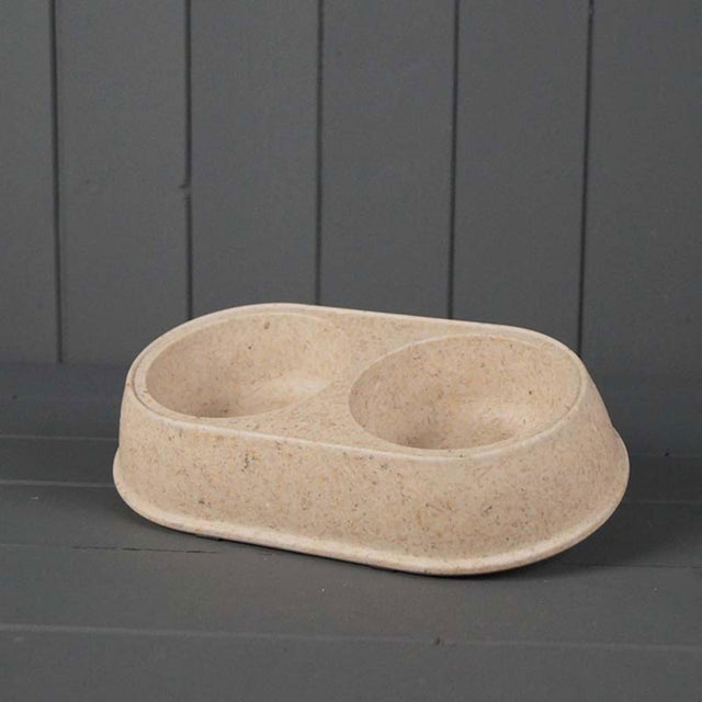 Earthy Small Duo Pet Bowl Made with Chaff (26x15cm)