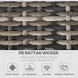 Outsunny Outdoor PE Rattan Corner Sofa, Garden Wicker Furniture Single Sofa Chair w/ Cushions, Deep Grey