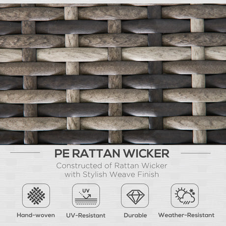 Outsunny Outdoor PE Rattan Corner Sofa, Garden Wicker Furniture Single Sofa Chair w/ Cushions, Deep Grey