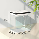 PawHut 14L Glass Fish Tank With Filter System, LED Lights, Water Pump, White