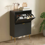 HOMCOM Elegant Two-Drawer Shoe Cabinet - Black