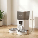 PawHut Automatic Cat Feeder for 2 Cats with HD Camera,2.4G & 5G WiFi Pet Food Dispenser 6L APP Control