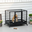 PawHut 36" Heavy Duty Metal Dog Crate Pet Cage with Tray Wheeled Dog Kennel - Black (Medium)
