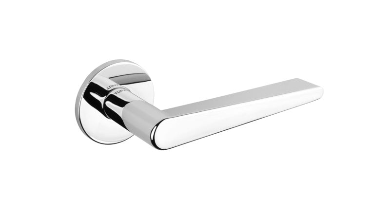 Tupai Rapido 5S Line Torrao Lever Door Handle on 5mm Slimline Round Rose - Bright Polished Chrome - Set