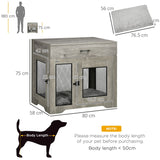 PawHut Dog Cage End Table with Two Doors, Drawer, for Medium Dogs - Grey