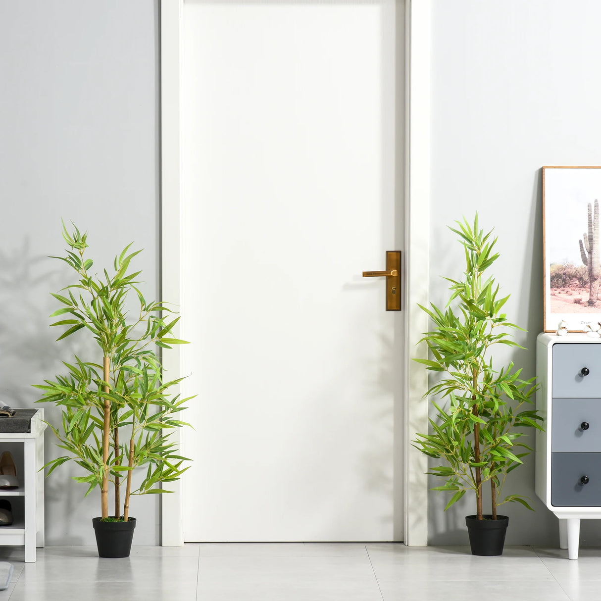 Outsunny Artificial Ficus Tree, with Weighted Plant Pot - Green