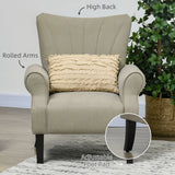 HOMCOM Upholstered Accent Chair with Rolled Arms and Wood Legs, Armchair for Living Room Bedroom, Beige