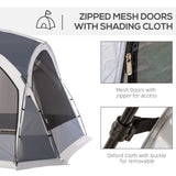 Outsunny Dome Tent for 6-8 Person, Camping Tent with 4 Zipped Mesh Doors, Removable Oxford Cloth, Lamp Hook, Portable Carry Bag, White and Grey