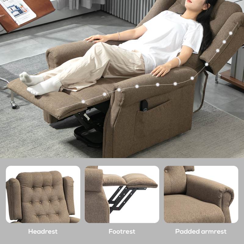 HOMCOM 45 Lifting Riser and Recliner Armchair  - Dark Brown
