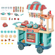 HOMCOM 50 Pcs Kids Kitchen Play set Fast Food Trolley Cart Pretend Playset Toys with Play Food Cashier Register Accessories Gift for Boys Girls Age 3-6