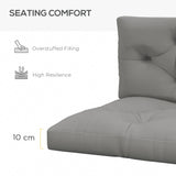 Outsunny Seat and Back Padded Pallet Cushion Set - Light Grey