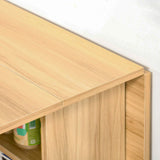 HOMCOM Folding Dining Table, Drop Leaf Table for Small Spaces, Foldable Rectangular Tabletop with Storage Shelves for Kitchen, Dining Room, Teak