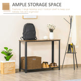 HOMCOM Industrial Console Table14Entryway Table w/Bottom Mesh Shelf Metal Frame Vintage Sofa Table for Hallway, Living Room, Rustic Brown
