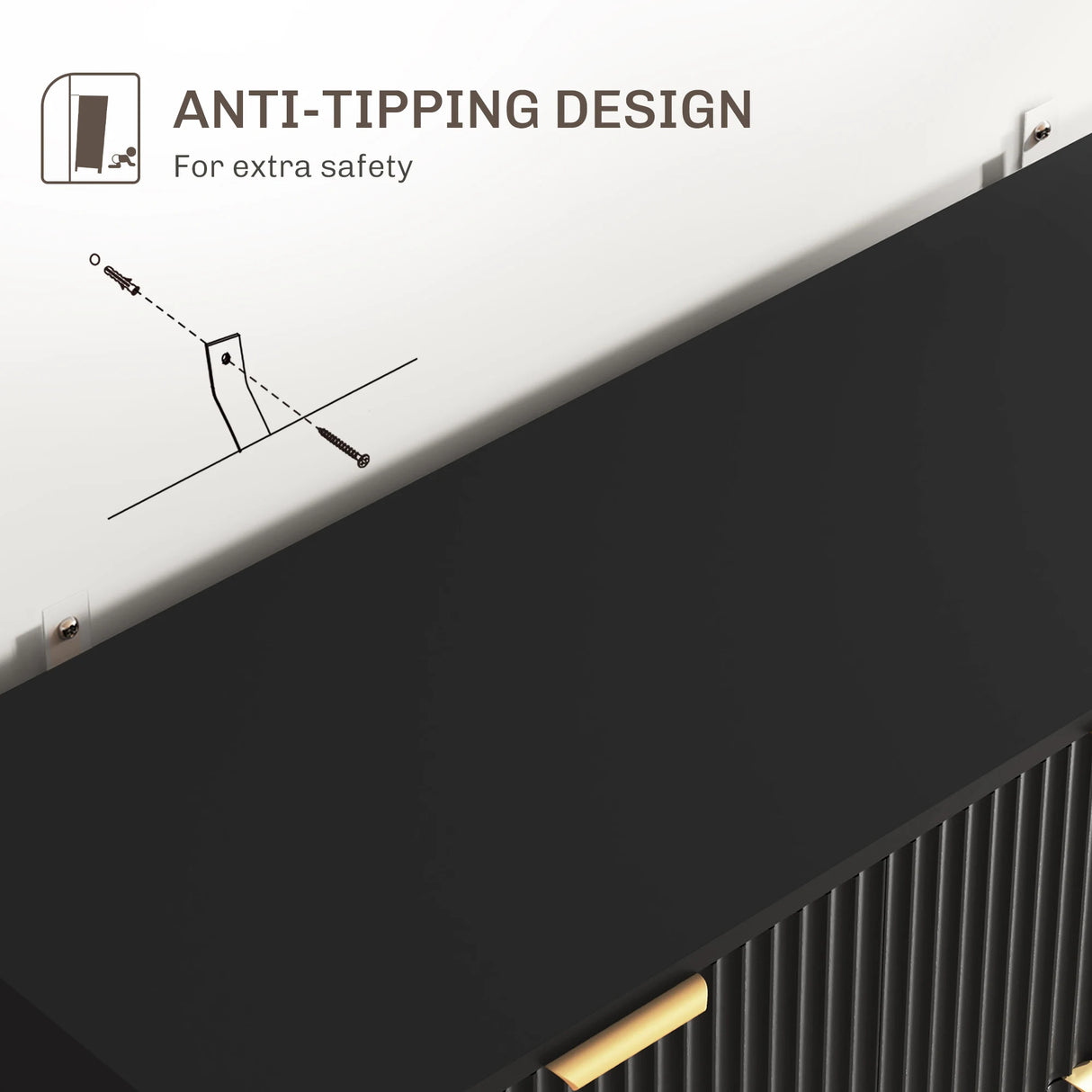 HOMCOM 2-Door Sideboard with 3 Drawers and Adjustable Shelves - Black