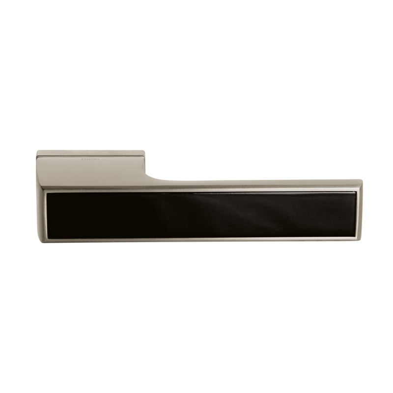 Tupai Rapido VersaLine Tobar Lever Door Handle on Long Rose - Pearl Black Decorative Plate - Pearl Nickel - Set