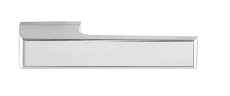 Tupai Rapido VersaLine Tobar Lever Door Handle on Long Rose - Polished Stainless Steel Decorative Plate - Satin Chrome - Set