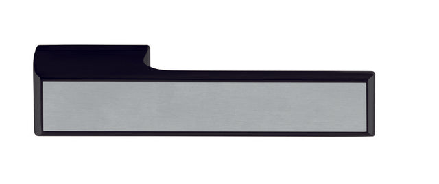 Tupai Rapido VersaLine Tobar Lever Door Handle on Long Rose - Satin Stainless Steel Decorative Plate - Matt Black - Set