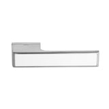 Tupai Rapido VersaLine Tobar Lever Door Handle on Long Rose - White Decorative Plate - Satin Chrome - Set