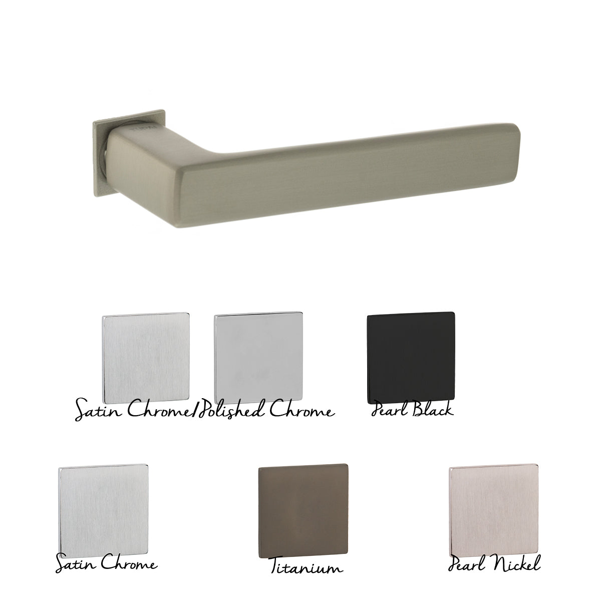Tupai Rapido 5S Line Portel Lever Door Handle on Concealed Square Rose - Pearl Nickel - Set