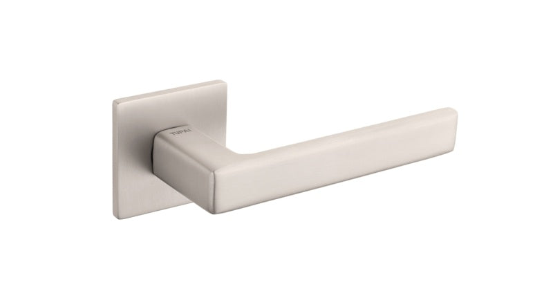 Tupai Rapido 5S Line Portel Lever Door Handle on 5mm Slimline Square Rose - Pearl Nickel - Set