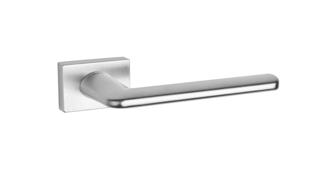 Tupai Rapido RetaLine Tavira Lever Door Handle on Long Rose - (Without Decorative Plate) - Satin Chrome - Set