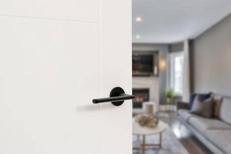 Tupai Rapido 5S Line Tavira Lever Door Handle on 5mm Slimline Round Rose - Pearl Black - Set