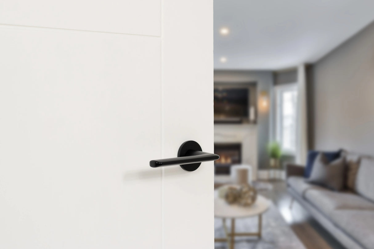 Tupai Rapido 5S Line Tavira Lever Door Handle on 5mm Slimline Round Rose - Pearl Black - Set