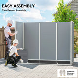Outsunny 8 x 4 ft Resin Garden Shed, Wood-Effect Outdoor Storage Shed with Floor, Windows, Lockable Doors and Vents, Light Grey