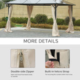 Outsunny Replacement Gazebo Curtains, 4-Panel Gazebo Side Panels Only, for 3 x 3 (M) Gazebos or Pergolas, Hooks/C-Rings Included, Beige