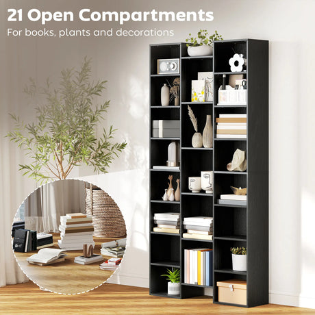 HOMCOM 21-Compartment Bookshelf - Black