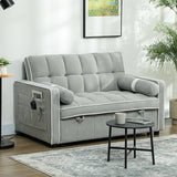 HOMCOM Two-Seater Linen-Look Sofa Bed - Light Grey