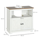 kleankin Under Sink Cabinet Bathroom Vanity Unit with Double Doors and Storage Shelves, 60 x 30 x 60cm, White