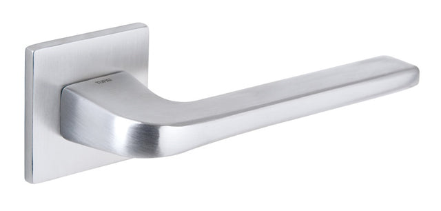 Tupai Rapido 5S Line Canha Lever Door Handle on 5mm Slimline Square Rose - Satin Chrome - Set