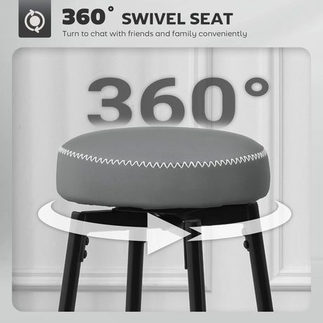 HOMCOM Set of Two Faux Leather Bar Stools - Grey/Black