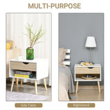 HOMCOM Bedside Table with Drawer and Shelf, Modern Nightstand, End Table for Bedroom, Living Room, White