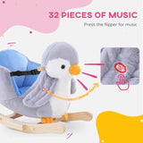 HOMCOM Children Kids Animal Rocking Horse Penguin Plush Musical Button 32 Songs Kid Rocker for 18+ Months