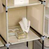 HOMCOM Fabric Wardrobe, with Rails and Shelves - Beige