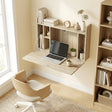 HOMCOM Wall Mounted Desk, Drop Leaf Floating Laptop Desk with Space Saving Storage Compartments for Home Office, Oak