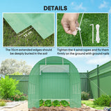 Outsunny 3.5 x 2m Walk-In Polytunnel Greenhouse, with Steel Frame, PE Cover, Roll-Up Door and 6 Windows, Green