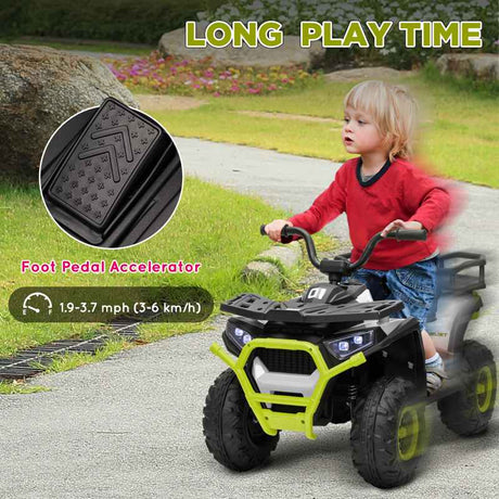 AIYAPLAY 12V Kids Electric Ride on ATV, Battery Powered Quad Bike w/ Spring Suspension, Forward Backward, Storage Basket - Green