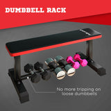 SPORTNOW Flat Weight Bench, 300KG Weight Capacity Workout Bench with Dumbbell Rack