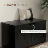 HOMCOM 100L Home Storage Box, with Safety Hinges - Black Wood-Effect