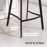 HOMCOM Bar Stools Set of 2, PU Leather Dining Stools with Backrest, Footrest, for Kitchen, Counter, Breakfast Bar, Grey