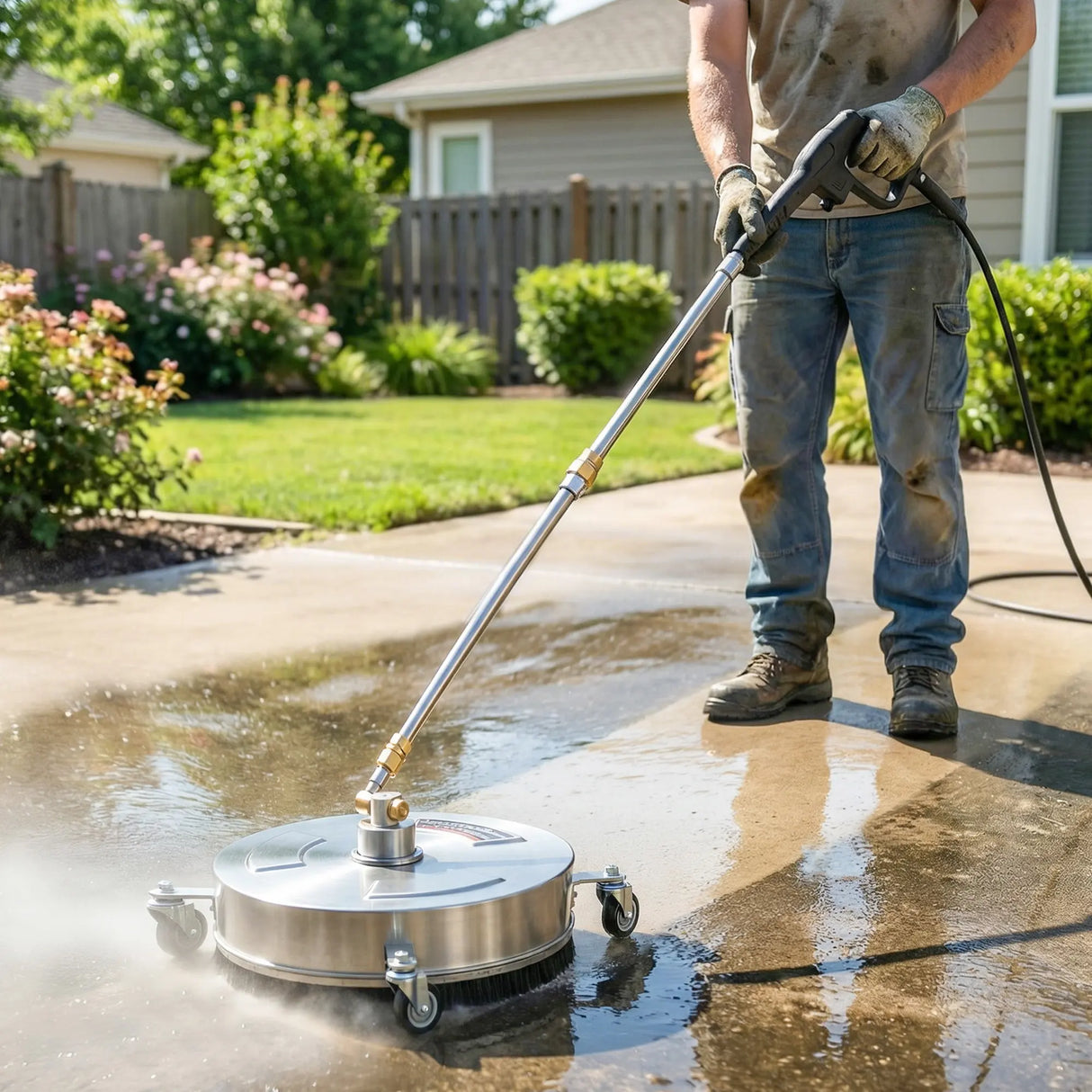 Outsunny Pressure Washer Surface Cleaner 3600 PSI Power Washer Rotary Surface Cleaner with 4 Wheels for Driveways